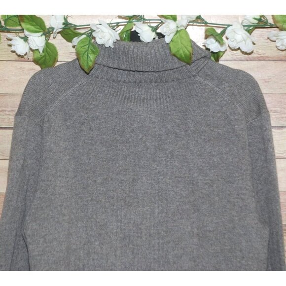Men’s J. CREW Gray Pullover Sweater L Shawl Cowl Neck 1/4 Button Lambs Wool - Picture 7 of 10